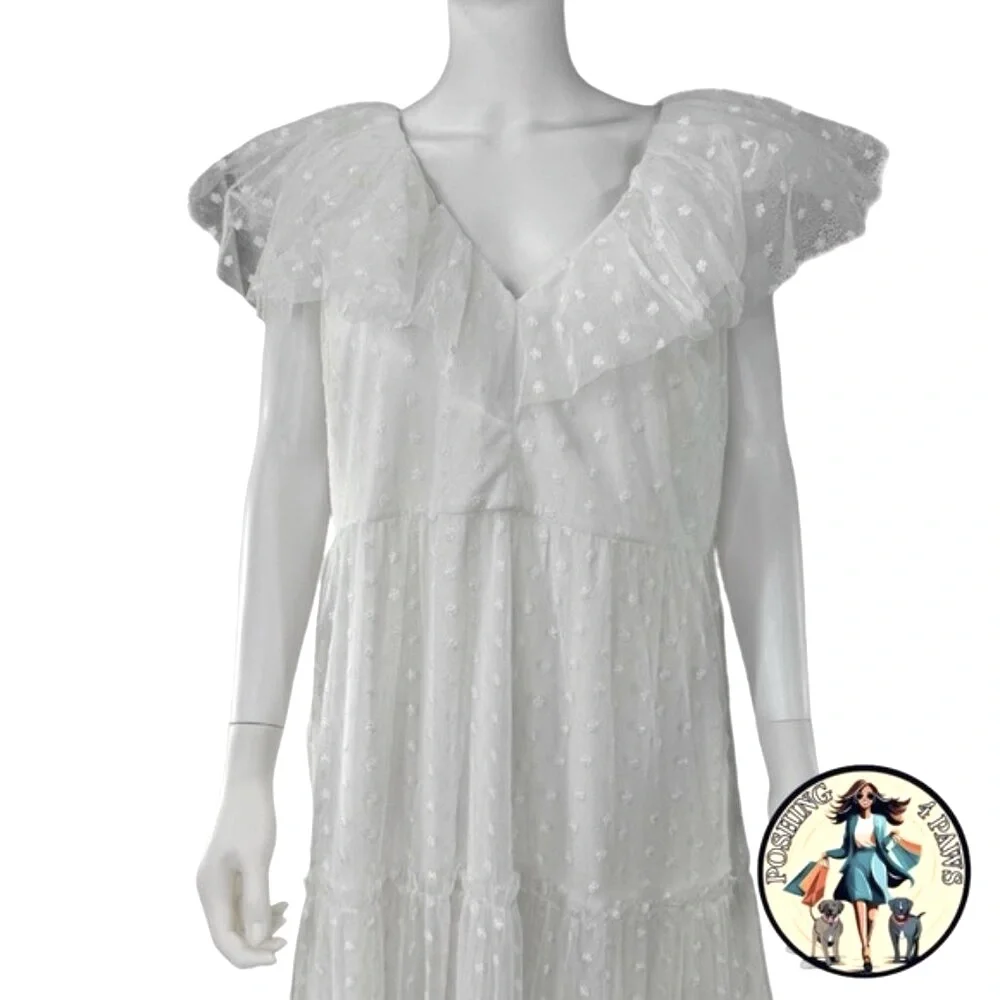 Tuckernuck | NEW White Onyx Tulle Giselle Formal Embroidered Maxi Gown Size S